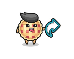 cute apple pie hold social media share symbol