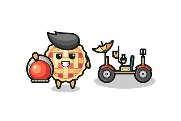 the cute apple pie as astronaut with a lunar rover
