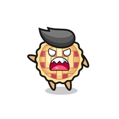 cute apple pie cartoon in a very angry pose
