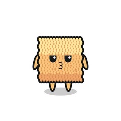 the bored expression of cute raw instant noodle characters