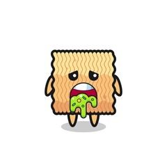 the cute raw instant noodle character with puke