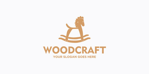 creative logo for woodcraft, vintage logo, clothing, toy shop, children's toy logo.