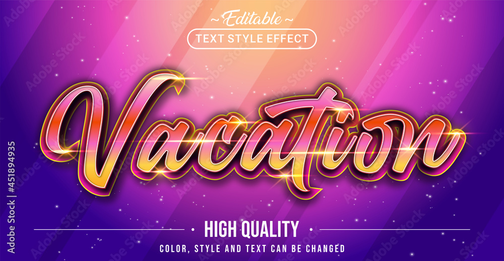 Poster Editable text style effect - Vacation text style theme.