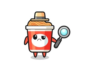 the mascot of cute instant noodle as a detective