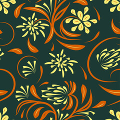 Folk flowers pattern Floral surface design Seamless pattern