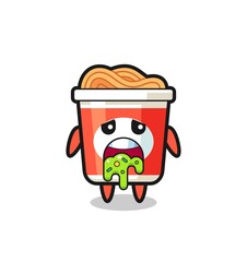 the cute instant noodle character with puke
