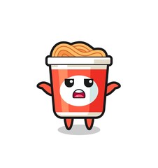 instant noodle mascot character saying I do not know