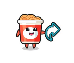 cute instant noodle hold social media share symbol