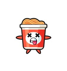 character of the cute instant noodle with dead pose