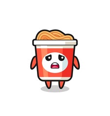 disappointed expression of the instant noodle cartoon