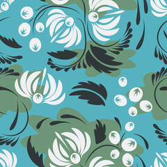 Folk flowers pattern Floral surface design Seamless pattern