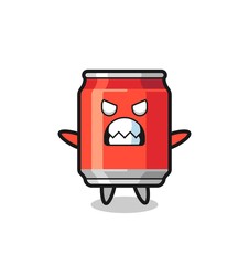 wrathful expression of the drink can mascot character