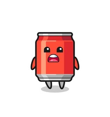 drink can illustration with apologizing expression, saying I am sorry