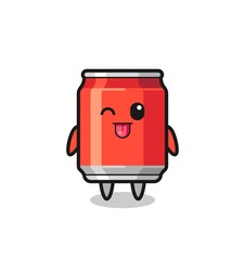 cute drink can character in sweet expression while sticking out her tongue