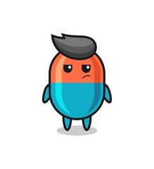 cute capsule character with suspicious expression
