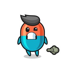 the illustration of the capsule cartoon doing fart