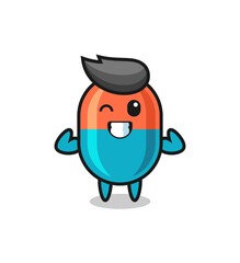 the muscular capsule character is posing showing his muscles