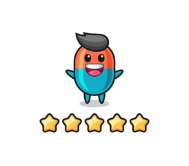 the illustration of customer best rating, capsule cute character with 5 stars