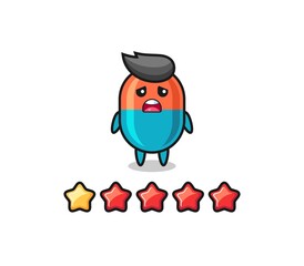 the illustration of customer bad rating, capsule cute character with 1 star