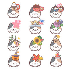 ミケネコと季節のアイコンセット