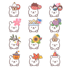 シロクマと季節のアイコンセット