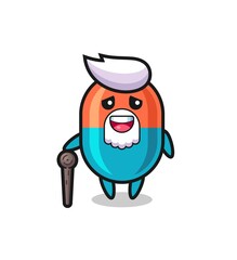 cute capsule grandpa is holding a stick