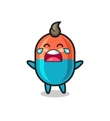 the illustration of crying capsule cute baby