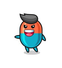capsule cartoon with very excited pose