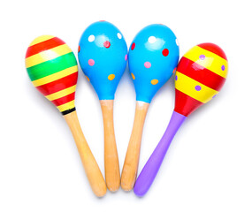 Mexican maracas on white background