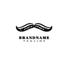 mustache cartoon logo icon design template black vector illustration