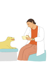 Veterinarian observing a dog 
