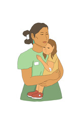 Babysitter holding child in her arms