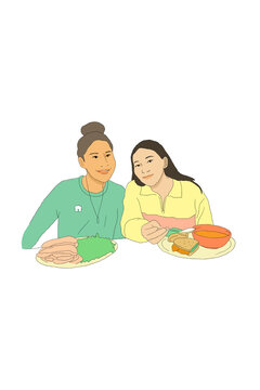 Two Women Eating Lunch Together