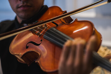 Violista homem tocando sua viola clássica. - obrazy, fototapety, plakaty