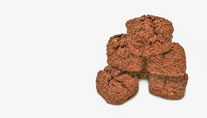 cocoa muffins , on  white background with copy space