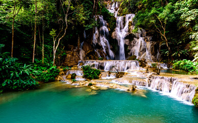 The Kuang Si Falls or Kuang Xi Falls @Luang Prabang