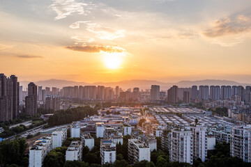 Fototapeta premium sunset over the city