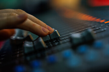 Sound console. Equipment for recording sound. Musical equipment.