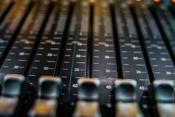 Audio mixing console, mixer slider.