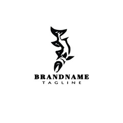 barracuda fish cartoon logo icon design black vector illustration