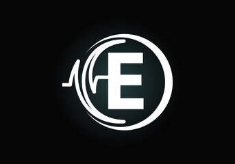 Initial E monogram alphabet with health Pulse. Heartbeat logo icon design vector. Font emblem. Logo for medical or health business, and company identity
