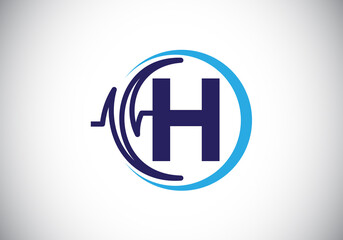 Initial H monogram alphabet with health Pulse. Heartbeat logo icon design vector. Font emblem. Logo for medical or health business, and company identity
