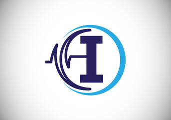 Initial I monogram alphabet with health Pulse. Heartbeat logo icon design vector. Font emblem. Logo for medical or health business, and company identity