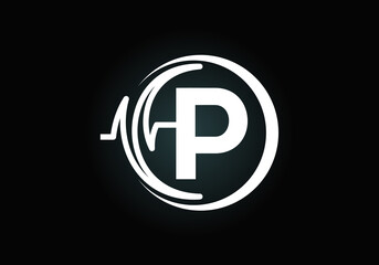 Initial P monogram alphabet with health Pulse. Heartbeat logo icon design vector. Font emblem. Logo for medical or health business, and company identity