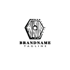 barbarian shield cute logo icon design template black vector illustration