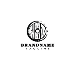 barbarian shield cartoon logo icon design cute black vector illustration