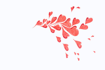 Hand drawn hearts flying