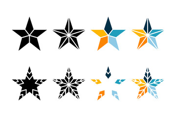 star set icons. Shining star. Abstract  black and color star icon vector illustration