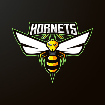 Esports team logo template with hornets vector illustration