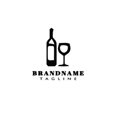 beer bottle and glasses logo icon design template illustration